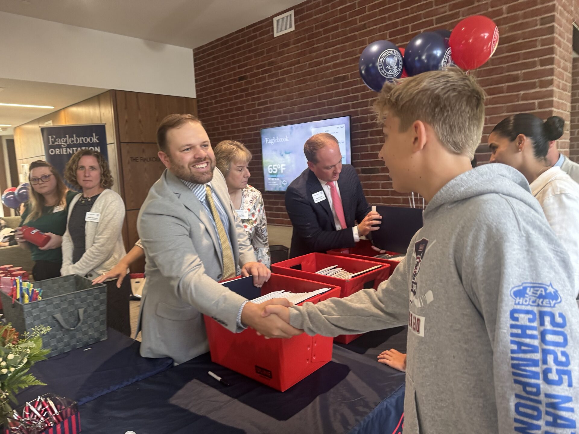 Briggs Olin checking in at Eaglebrook orientation