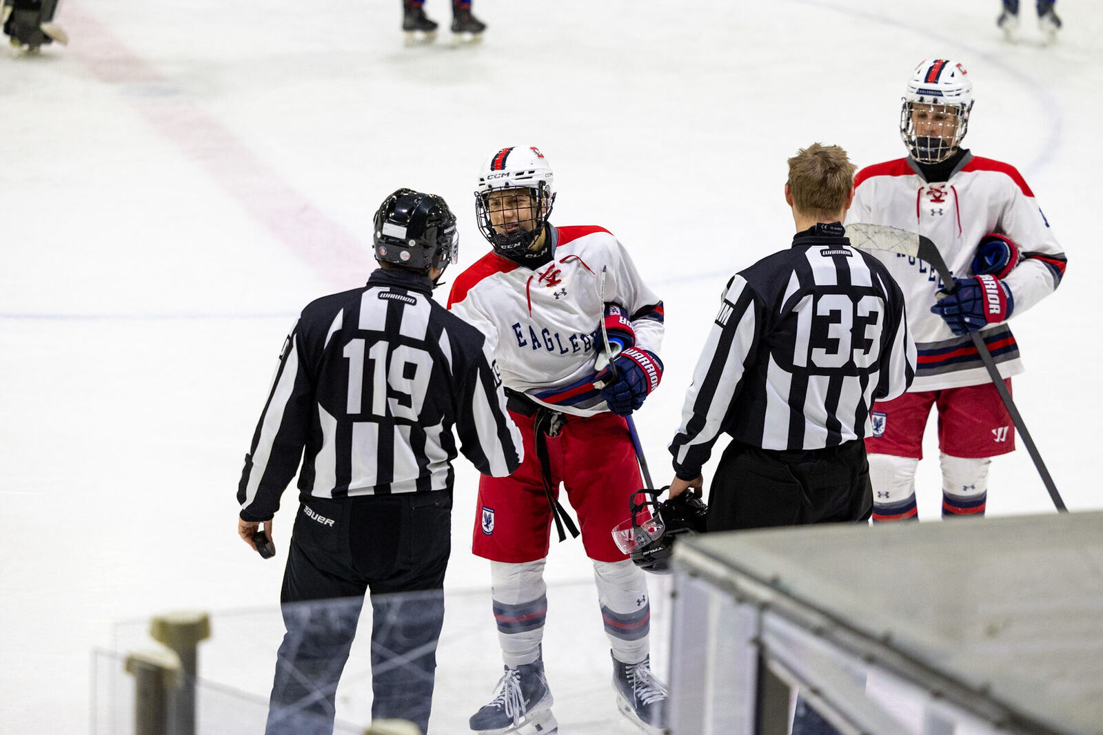 Briggs Olin on the ice in his Eaglebrook jersey